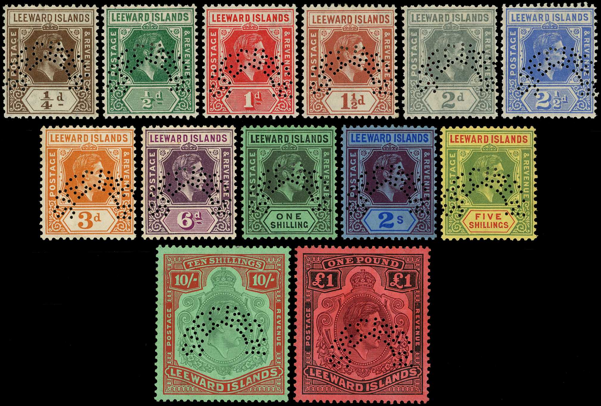 1938 set of thirteen perforated SPECIMEN Type D20, good o.g.  SG 95s-114s,...