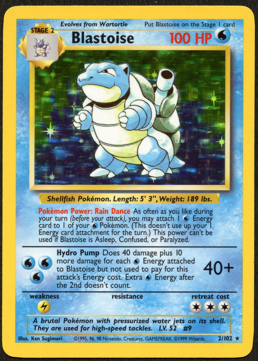 Blastoise Holo #2/102 - Base Set (Ungraded) - Light Play