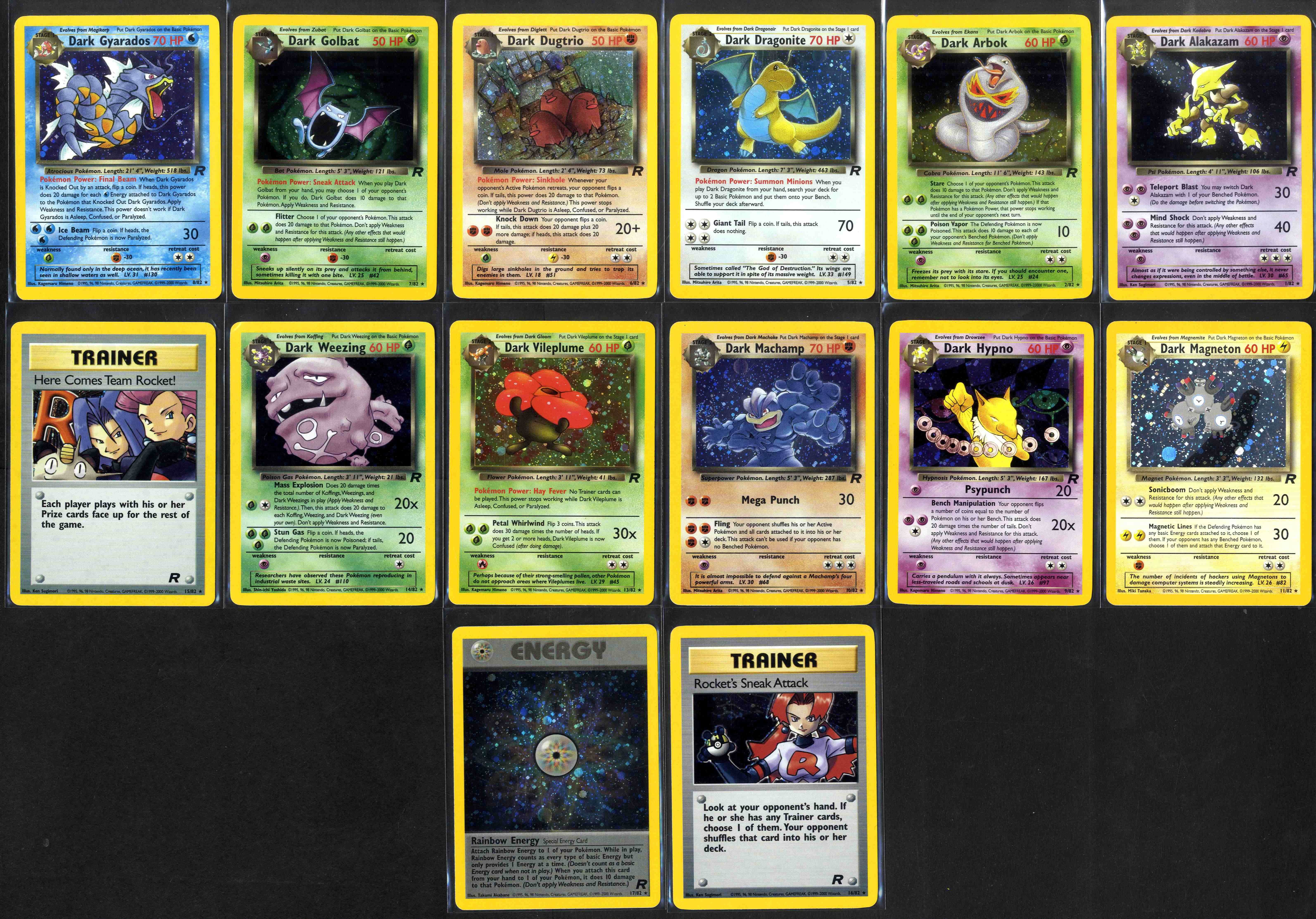 Team Rocket 1999 - Partial Complete set - 14 Holos, 63 non-holo