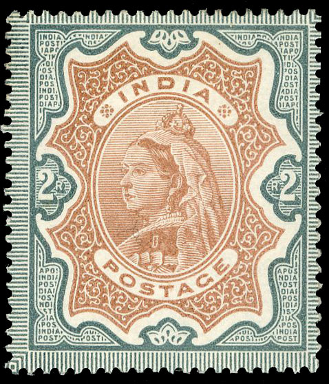 India SG 107var 2r colour trial in yellow-brown & slate