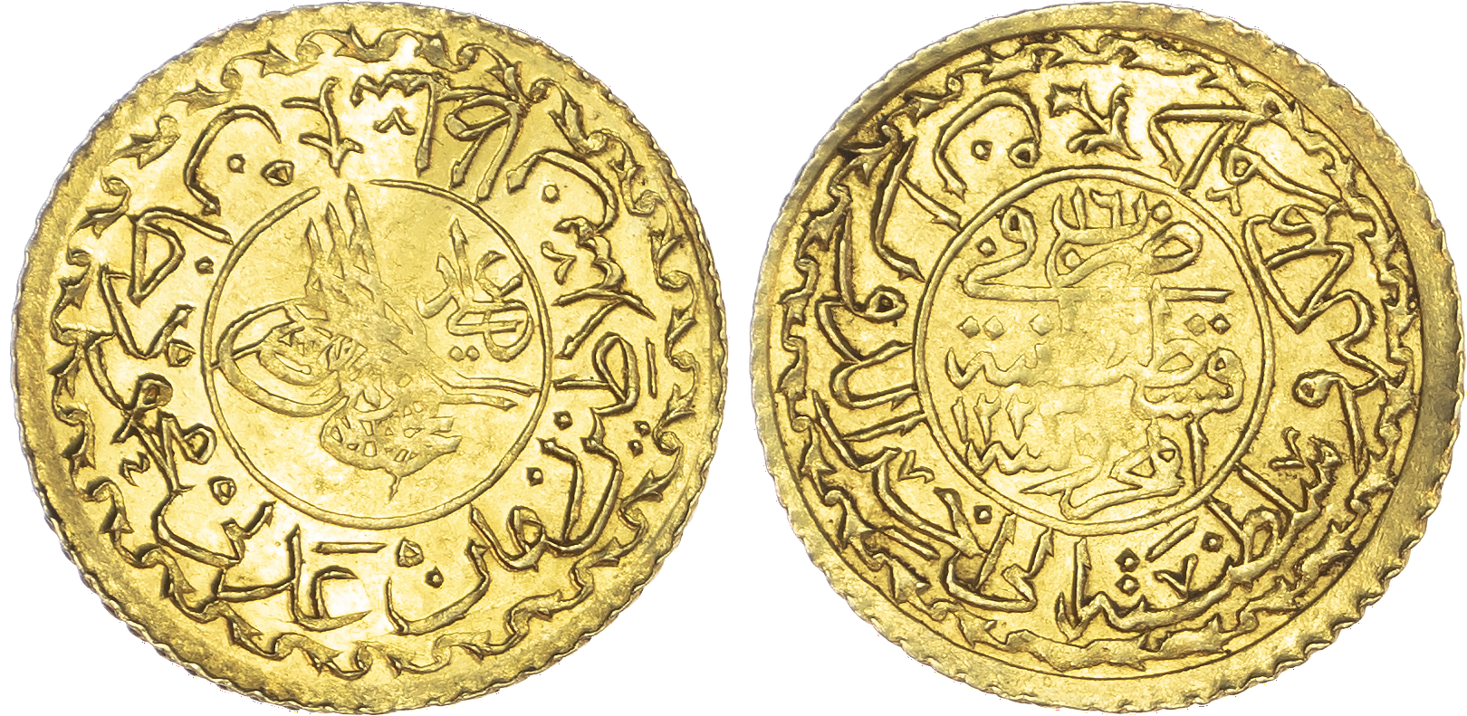 Ottoman Empire, Mahmud II (AH 1223‑1255 / 1808‑1839 AD), gold Cedid Adliye Altın, AH 1223  (frozen year), year 12