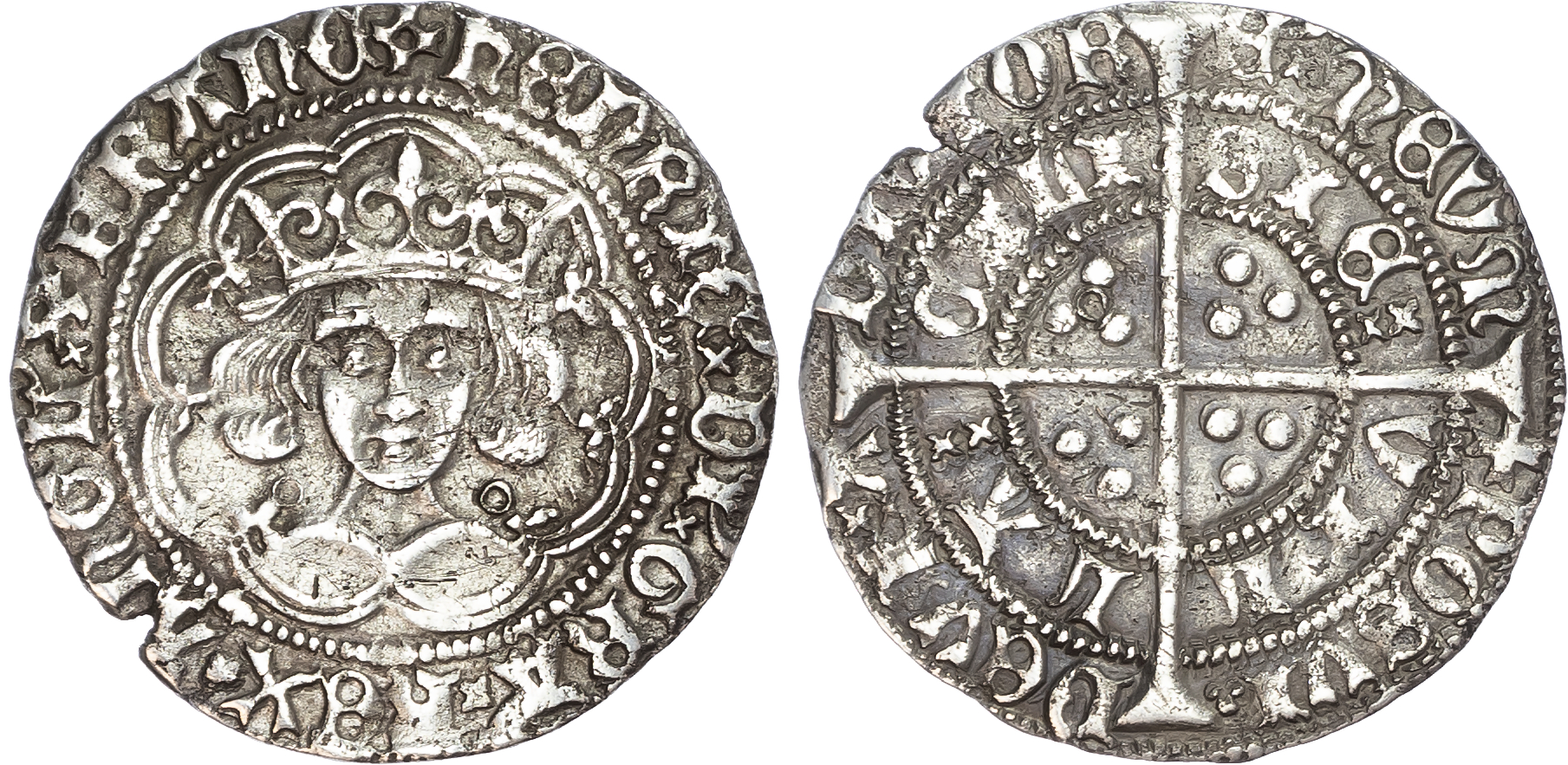 Henry VI (First Reign, 1422-1461), Groat, Annulet-trefoil sub-issue, Calais mint, mm. pierced cross.