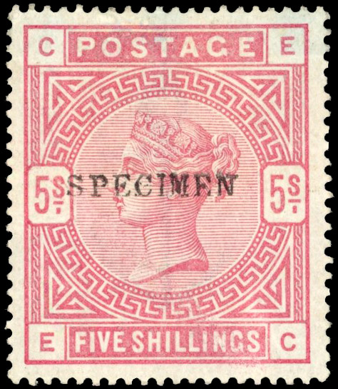 GB SG 176s 1882 5s on blued paper Specimen