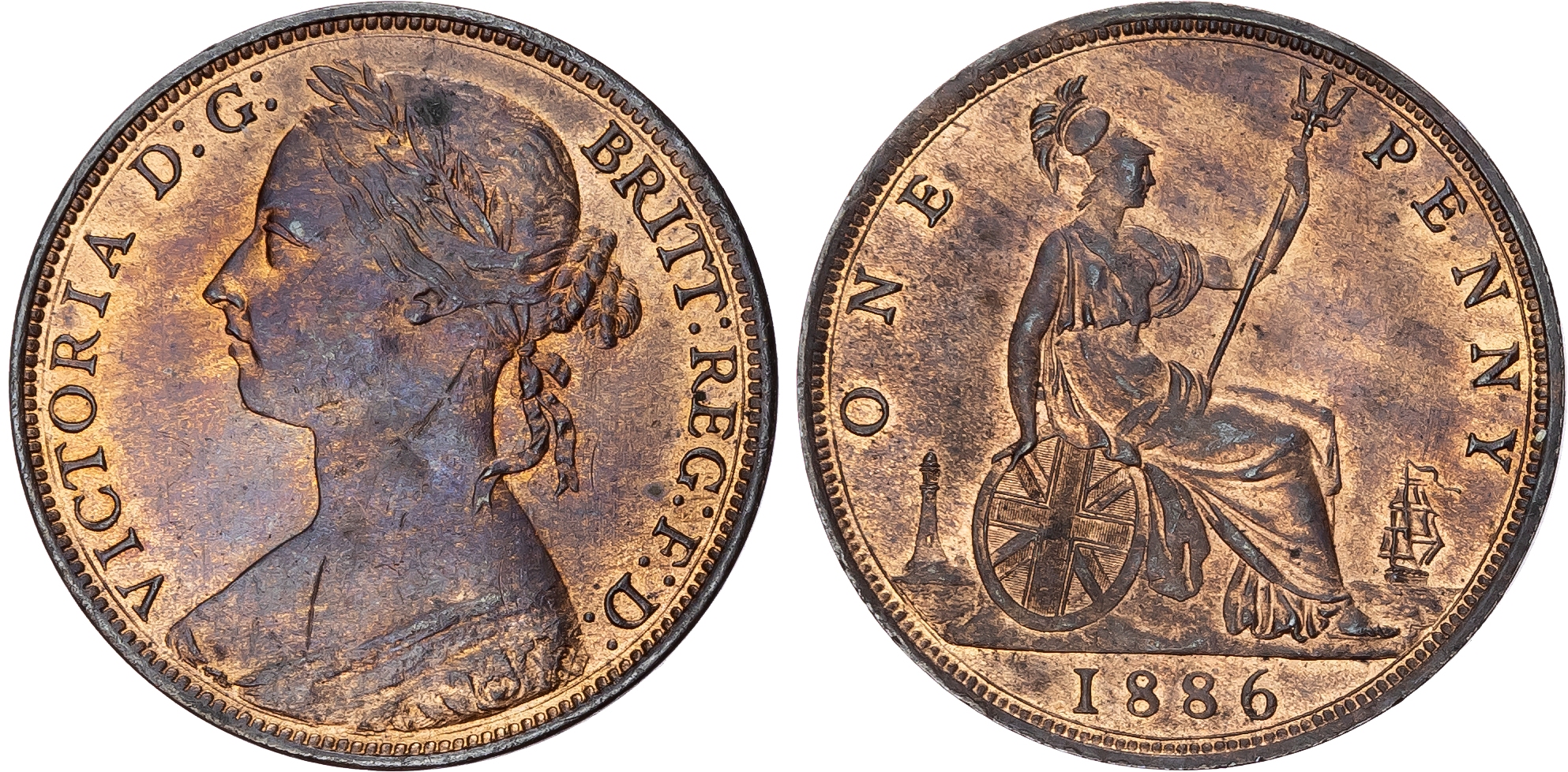Victoria (1837-1901), Bronze Penny, 1886