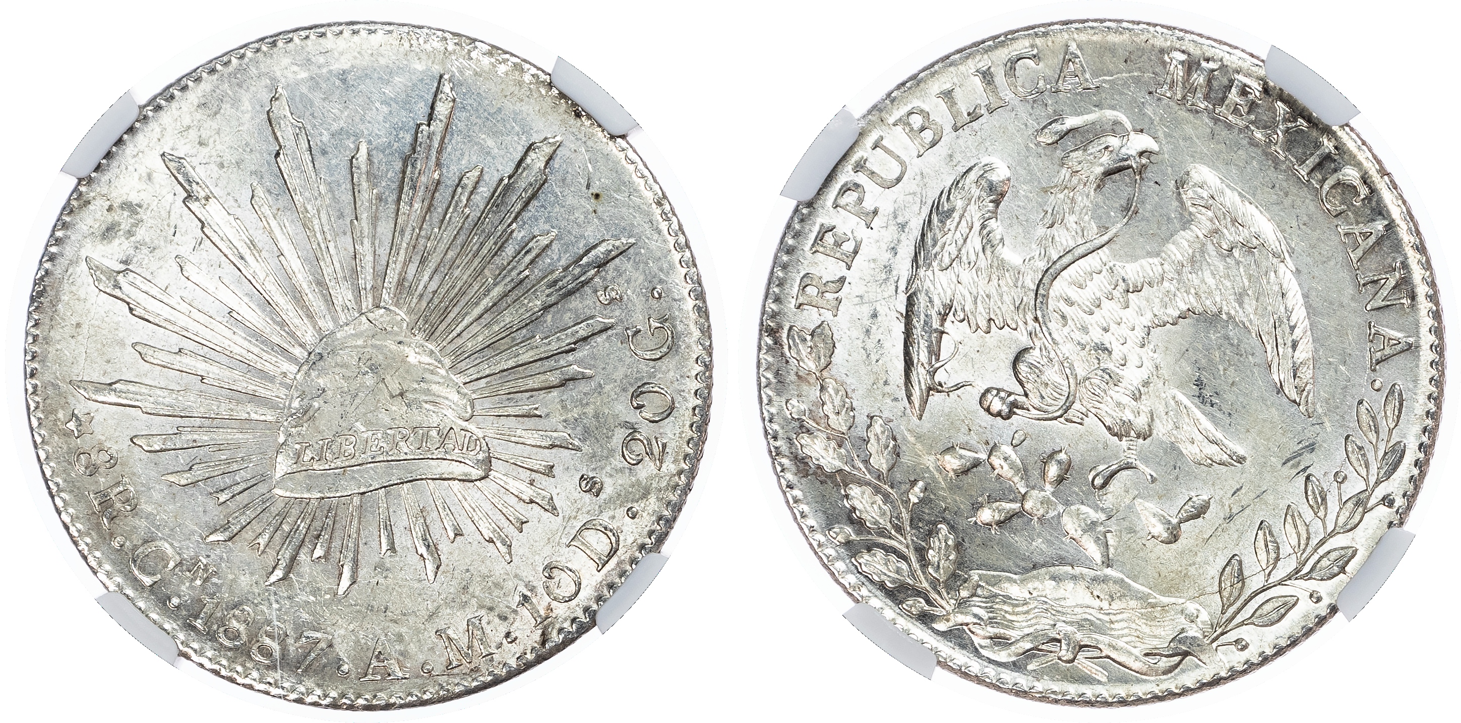 Mexico, Federal Republic. Cap and Rays AR 8 Reales. 1887 CN AM.