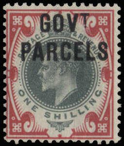 Great Britain 1902 1s Green & carmine (Govt. Parcels). Very fine and fresh unmounted o.g. example of this scarce d…