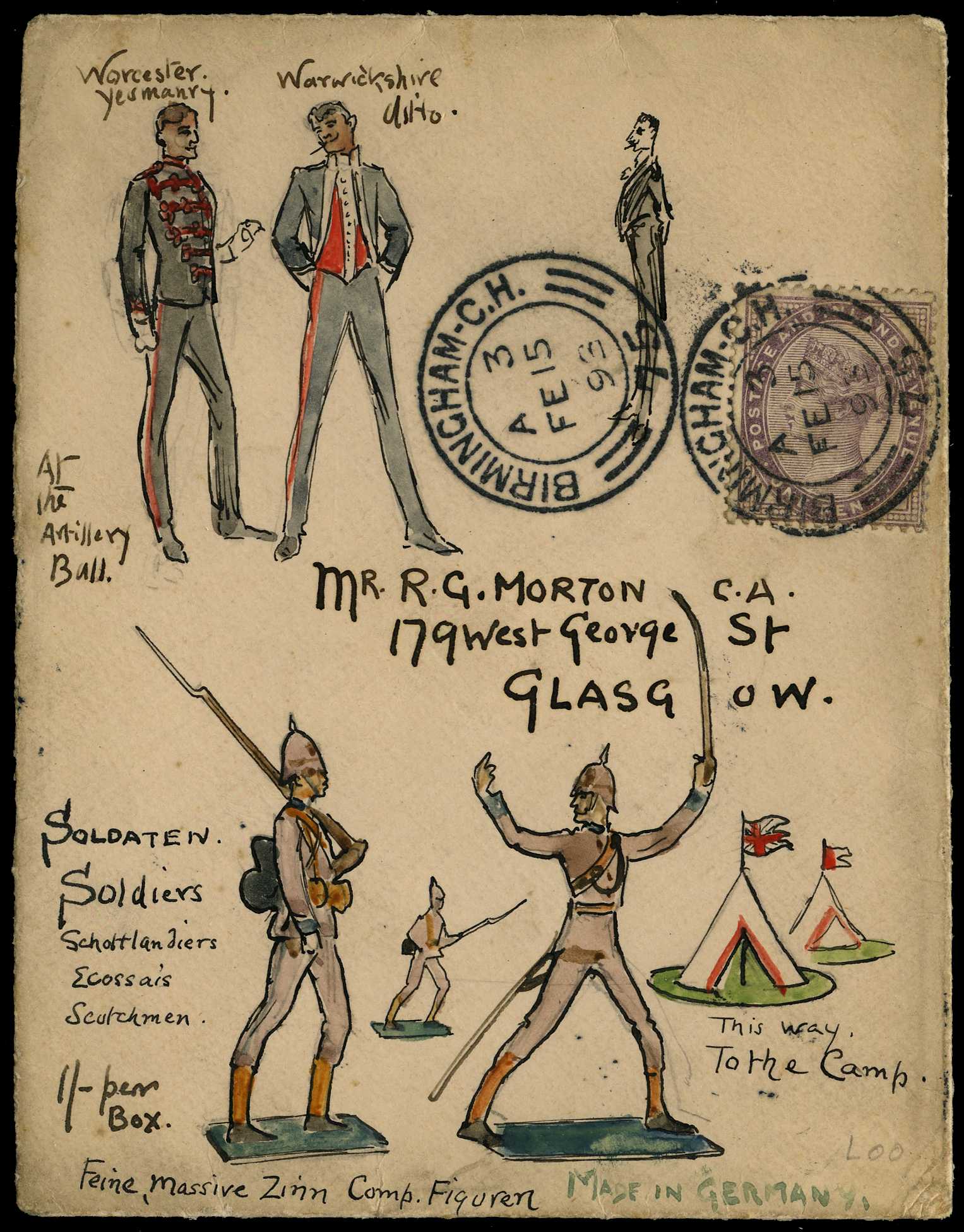 ILLUSTRATED ENVELOPE: 1893 Military theme...