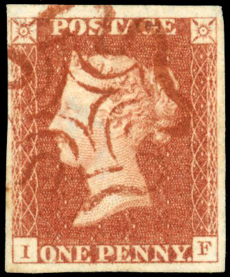 1841 1d Red-brown “Black Plate” Pl.11. Used red MC