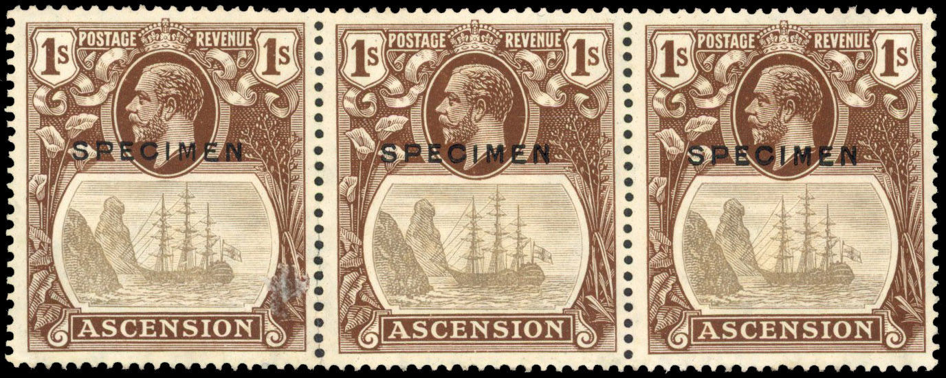 Ascension SG 18as Specimen strip mint