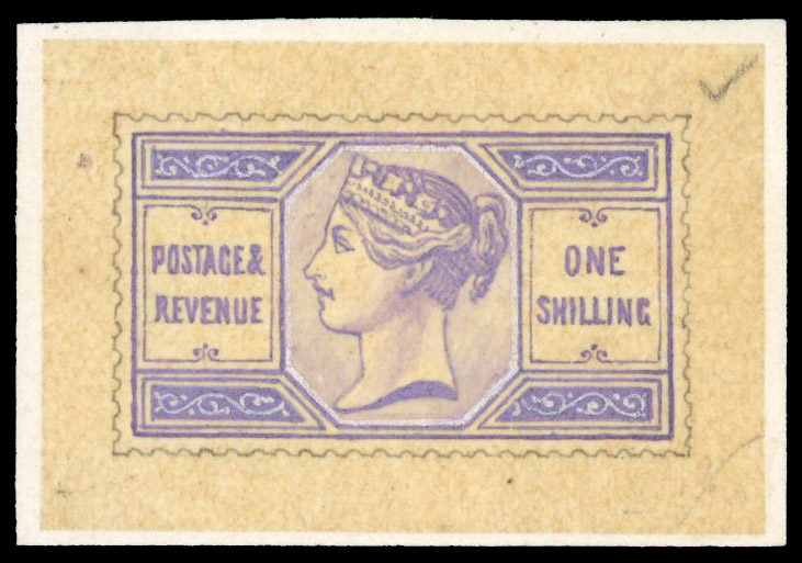 1881 1s Purple. Superb hand painted essay from De La Rue’s first scheme