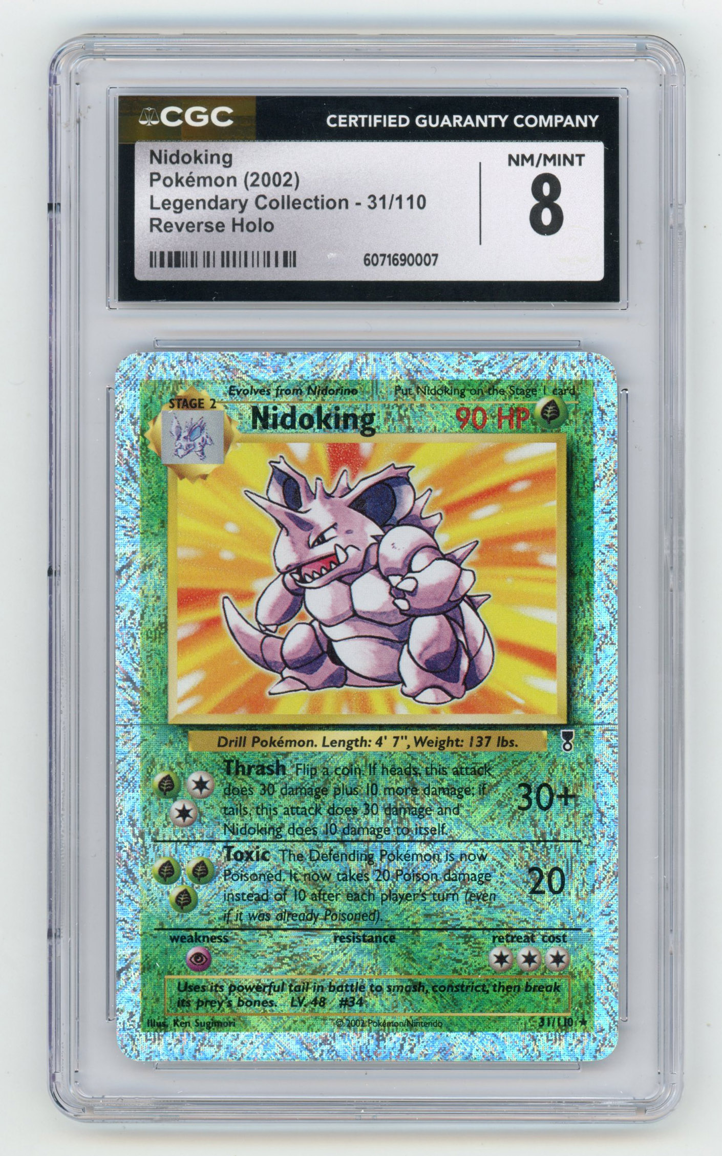 CGC 8 Nidoking Reverse Holo #31 - Legendary Collection 2002