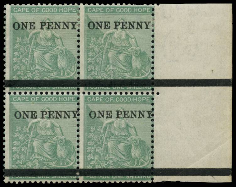 CAPE OF GOOD HOPE SG 33 1874-76 1d ON 1s GREEN B4 LPOG