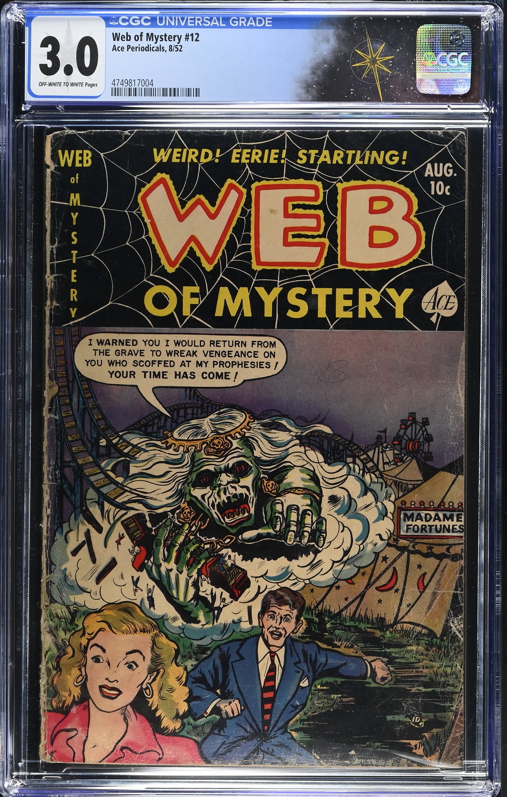 Web of Mystery #12 CGC 3.0 Cover by John Chilly (Ace Periodicals, 1952) Off-White to White Pages