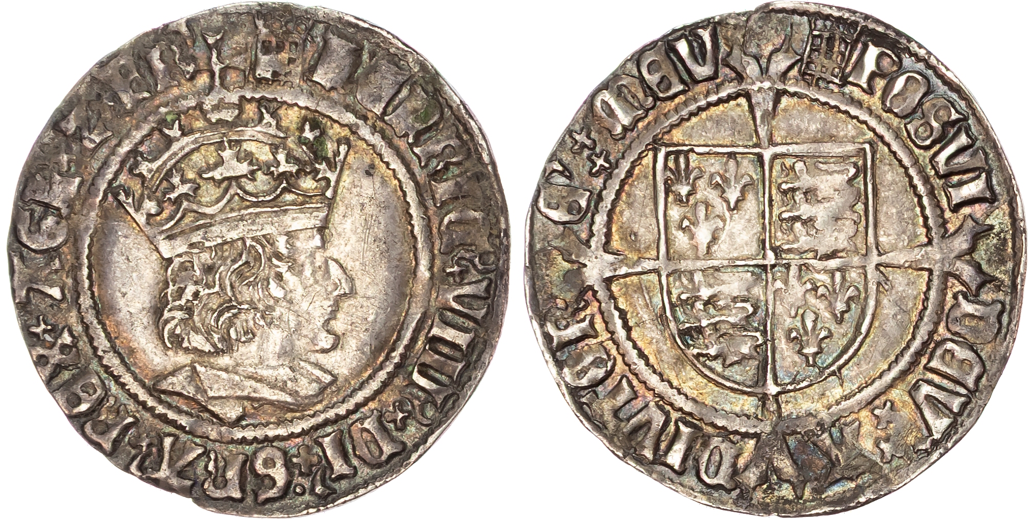 Henry VIII (1509-1547) Groat, London mint, first coinage, mintmark portcullis crowned (1509-26). 