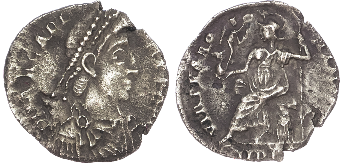 Arcadius (AD 383-408) AR Siliqua, Milan, AD 395-402, 1.05g.