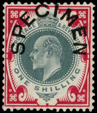 1905 1/- dull green and carmine, optd by...