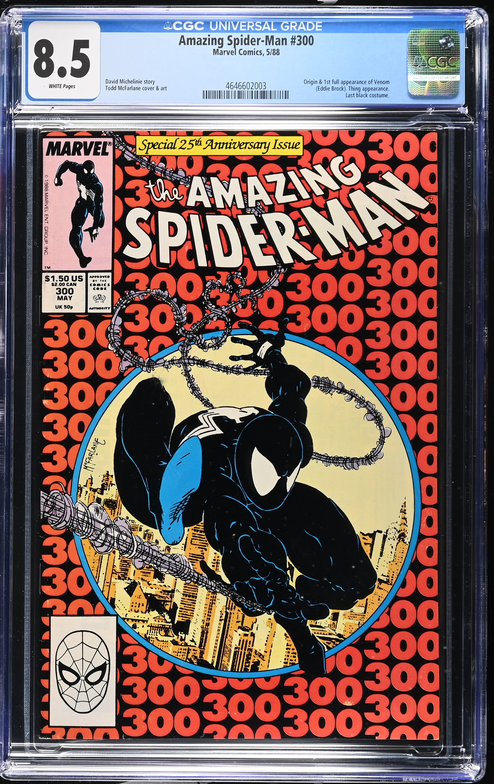 Amazing Spider-Man #300 CGC 8.5 1st Full Venom Appearance (Marvel Comics, 1988) White Pages