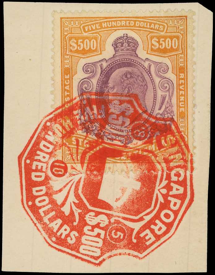 1906-12 KEVII $500 purple and orange,...