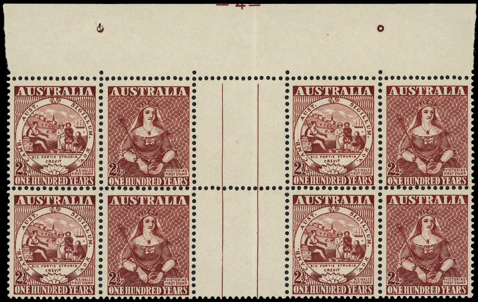 Australia SG 239a -4- Plate block mint