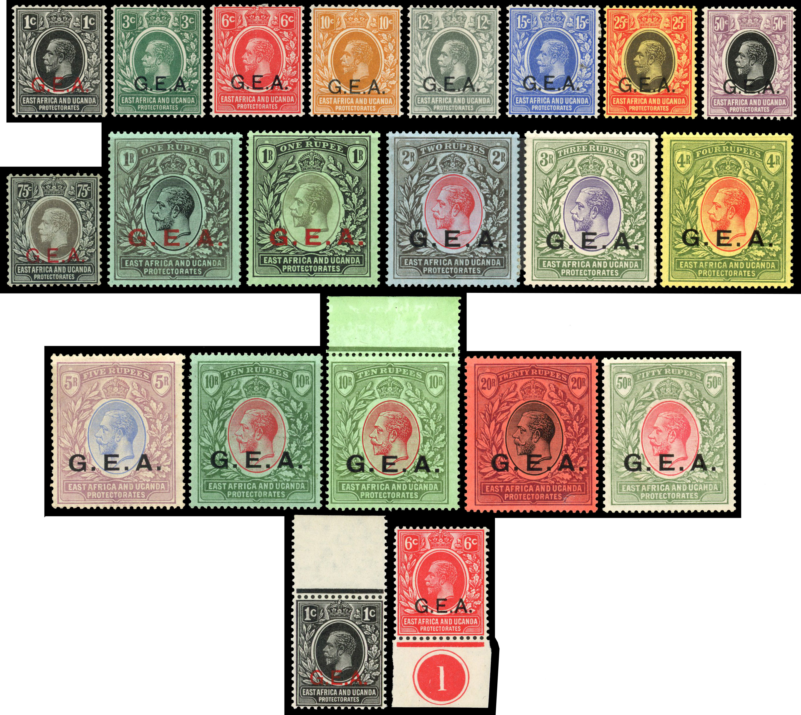 Tanganyika 1917-21 GEA set to 50r