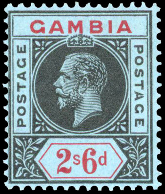 Gambia 1912-22 2s6d variety Split A