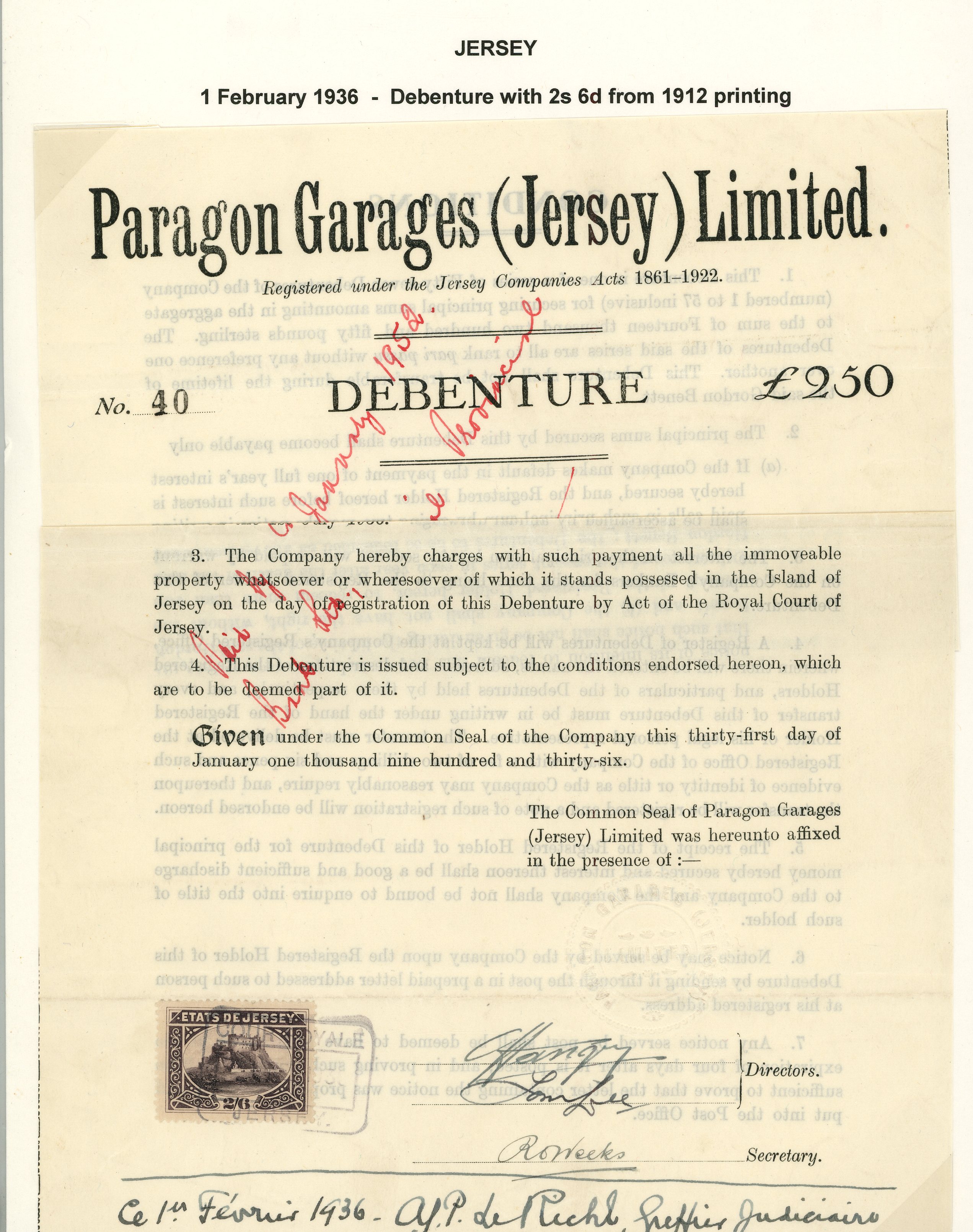 Jersey Revenue Collection ex-Springbett