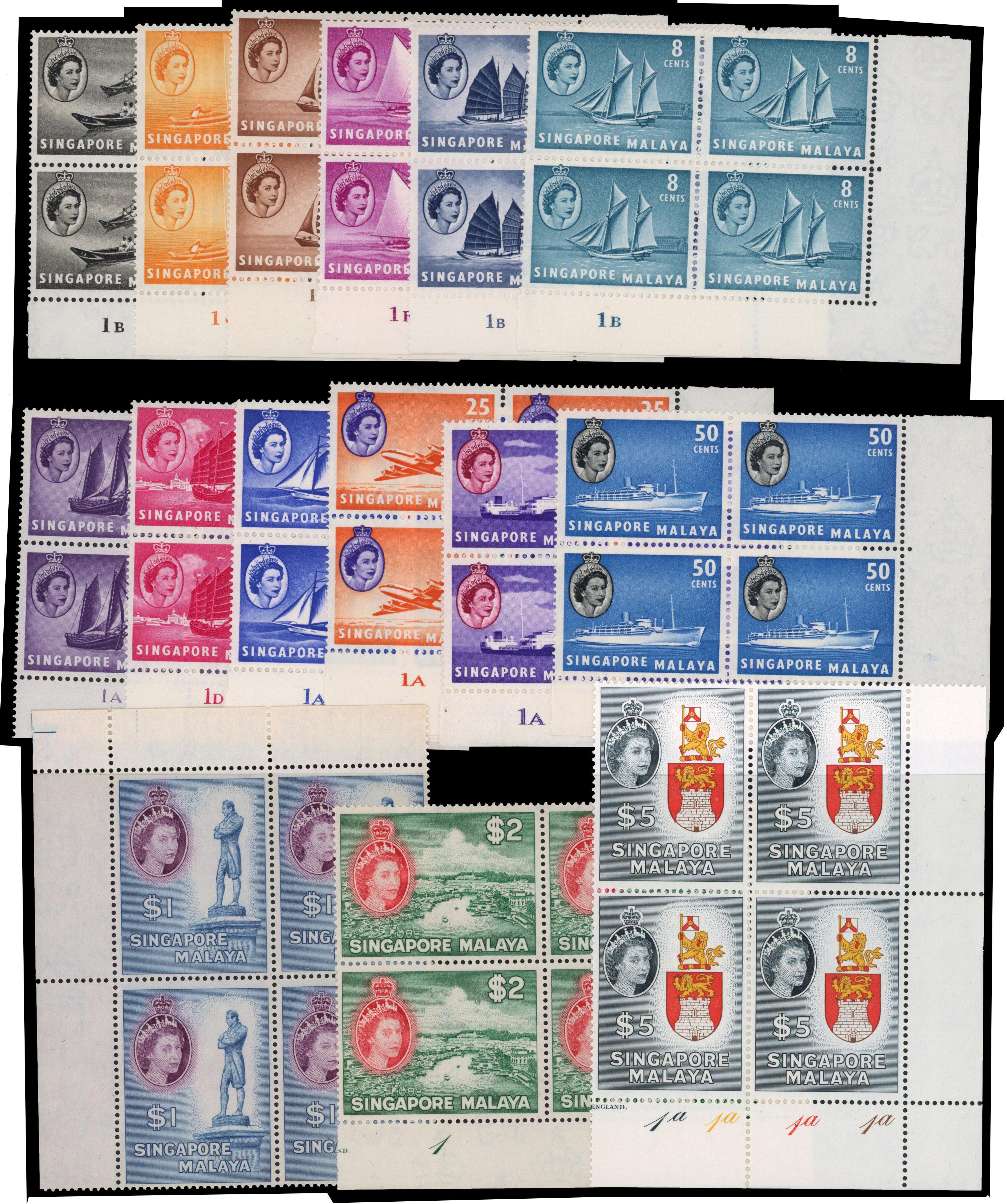 Singapore SG 38-52 blocks mint