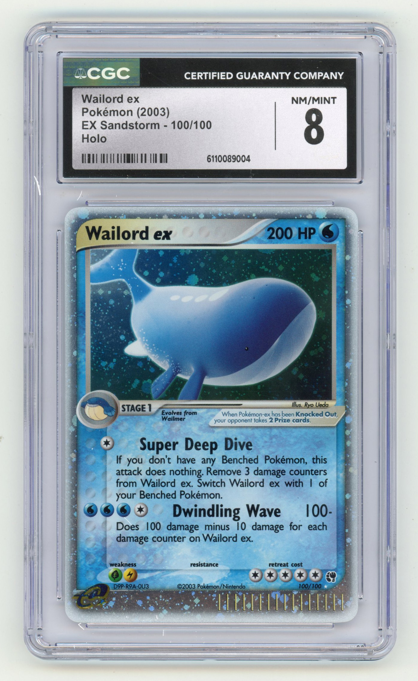 CGC 8 Wailord ex #100 Holo - EX Sandstorm
