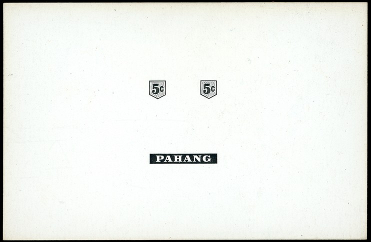 1895-9 Die Proof of the 5c value tablets in black on glazed card (92 x 60mm), without date or endorsement, fine.  For SG...