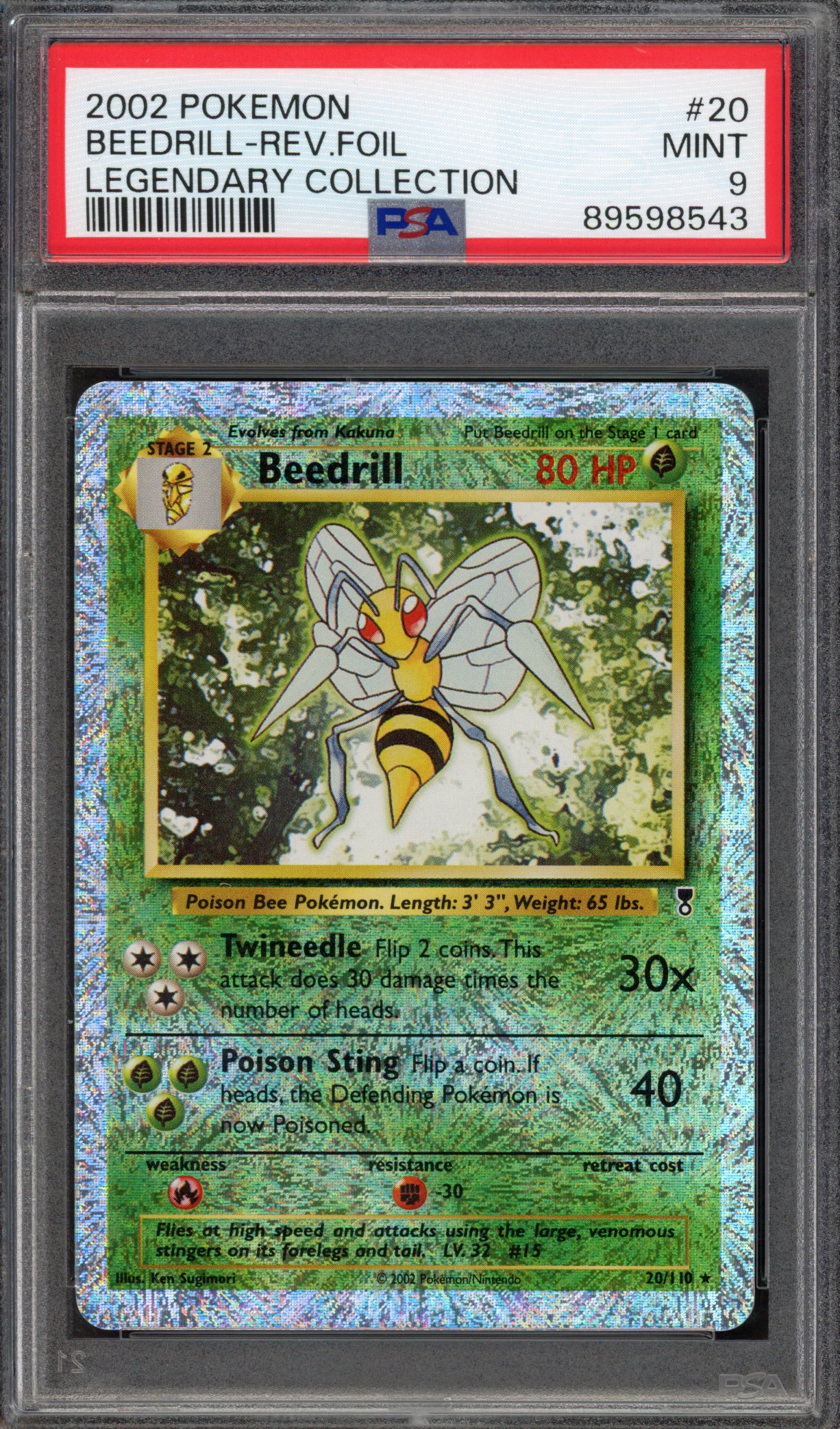 Pokémon TCG PSA 9 Beedrill 20 Reverse Foil, Legendary Connection 
