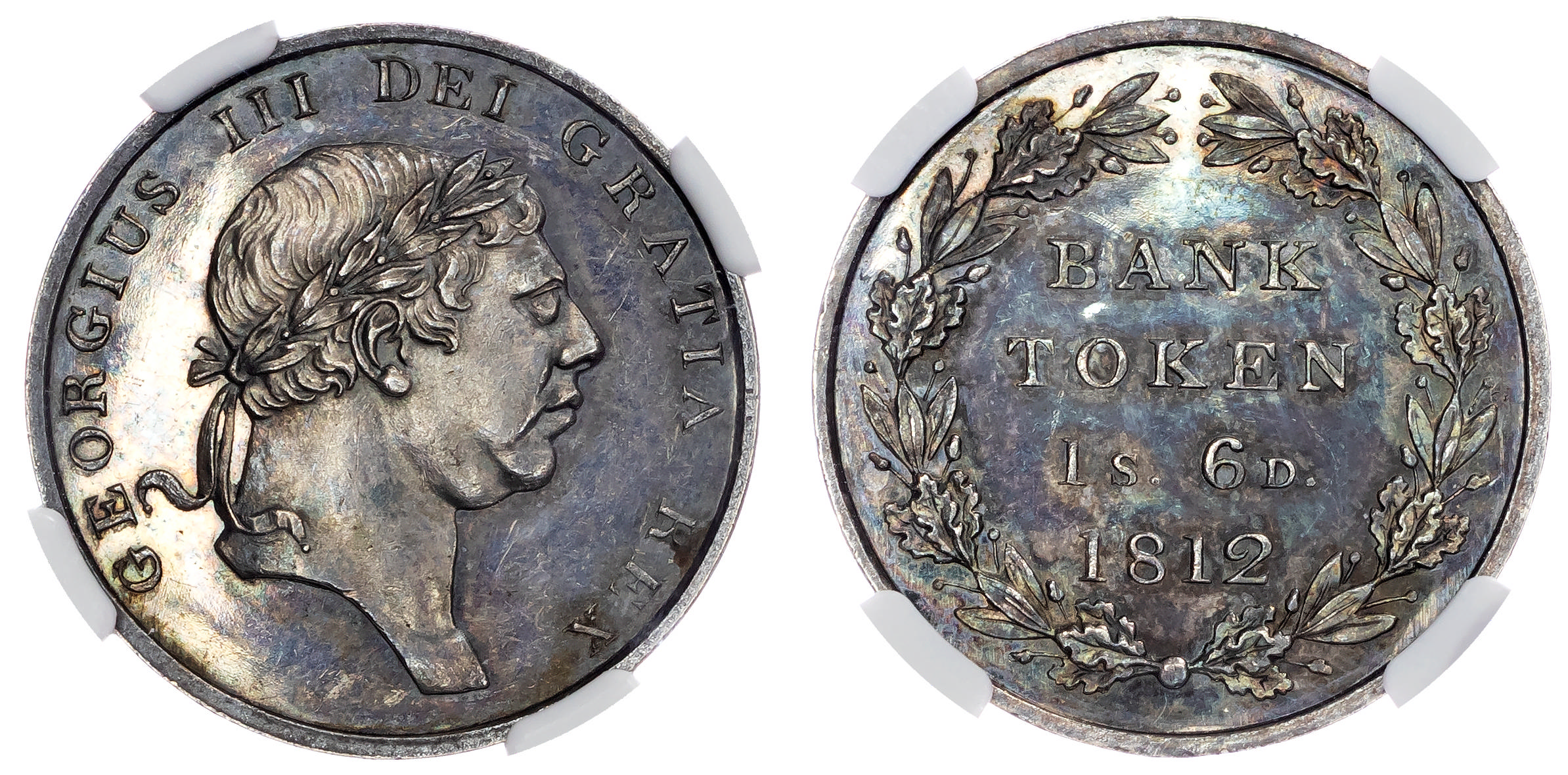 George III (1760-1820), AR Proof Eighteenpence, 1812, Bank of England Issue. NGC PF 62