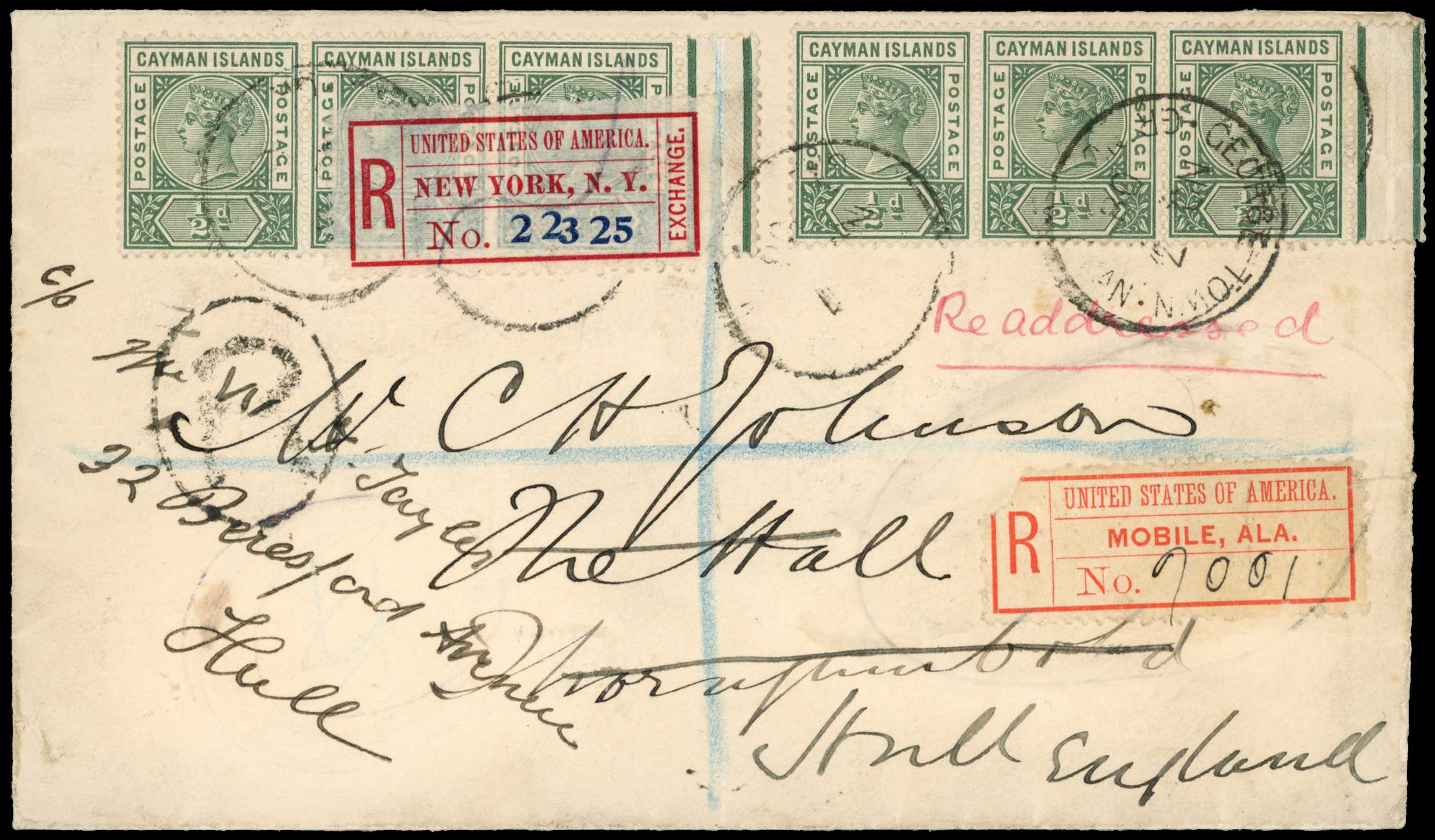 1908 Late use of the ½d QV issue cancelled...