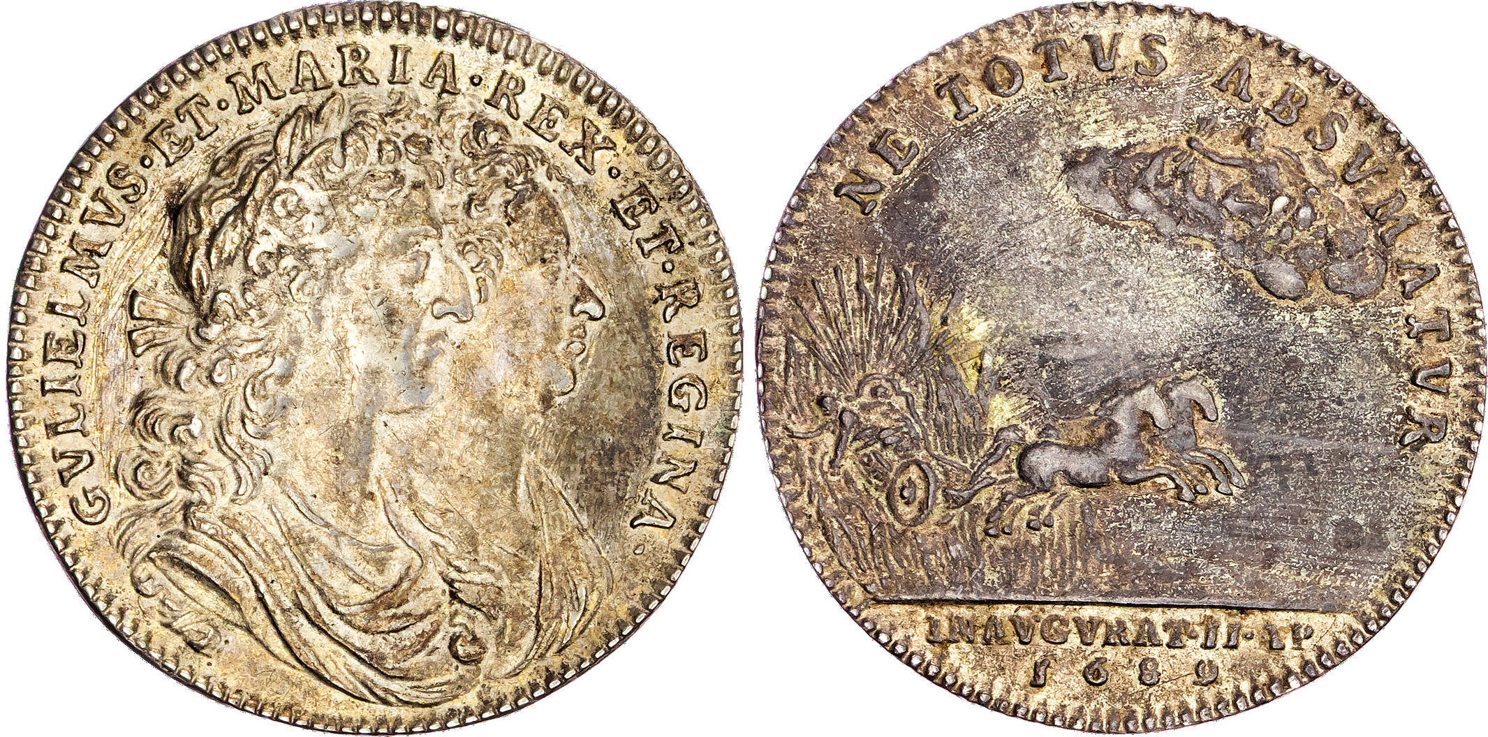 William & Mary, Coronation, 1689, Silver Medal, by J Roettier.
