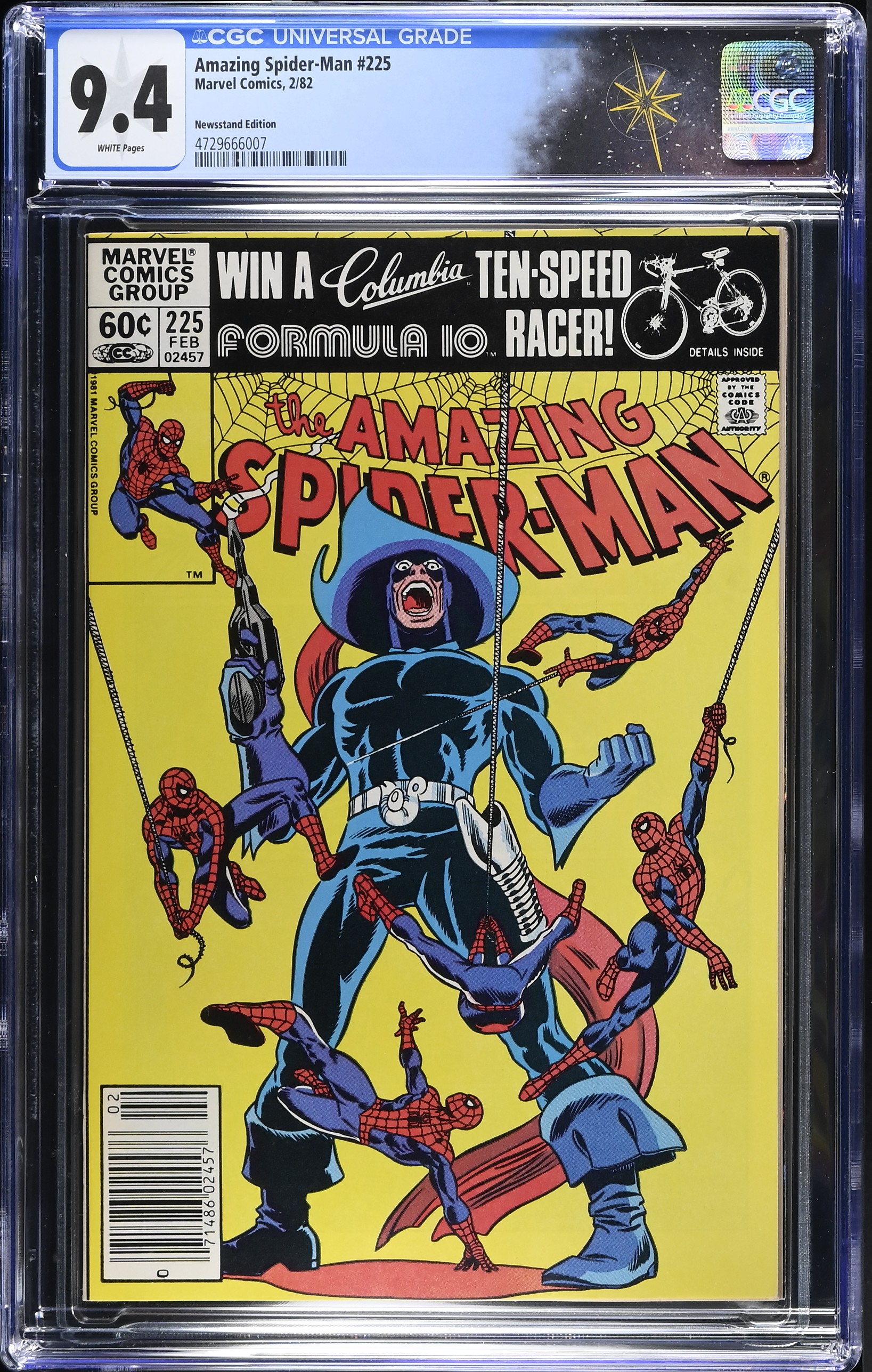Amazing Spider-Man #225 CGC 9.4 Cover by John Romita Jr. Newsstand Edition (Marvel Comics, 1982) White Pages