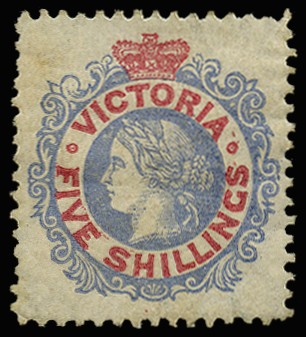 1867-81 5s grey-blue and carmine, perf 13, part...