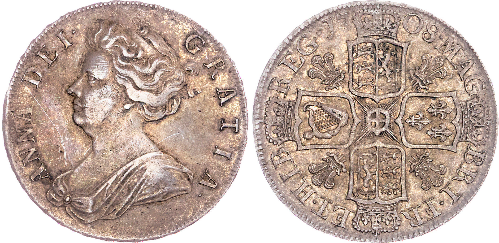 Anne (1702-1714), AR Halfcrown, 1708 SEPTIMO, Post Union.