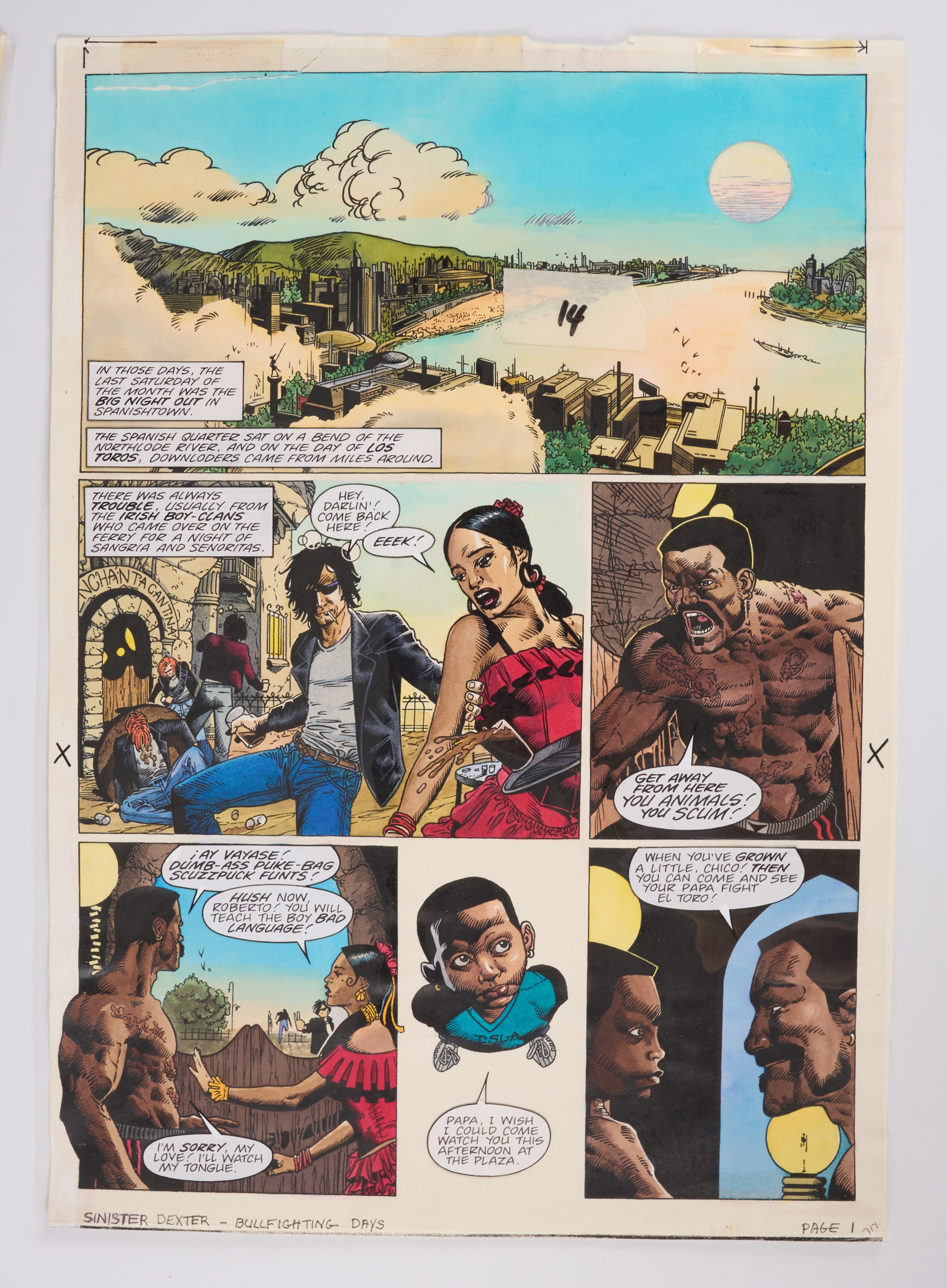 Andy Clarke 2000 AD Prog #1099 Bullfighting Sinister Dexter Colour Story Pages (Fleetway, 1998) Total 5