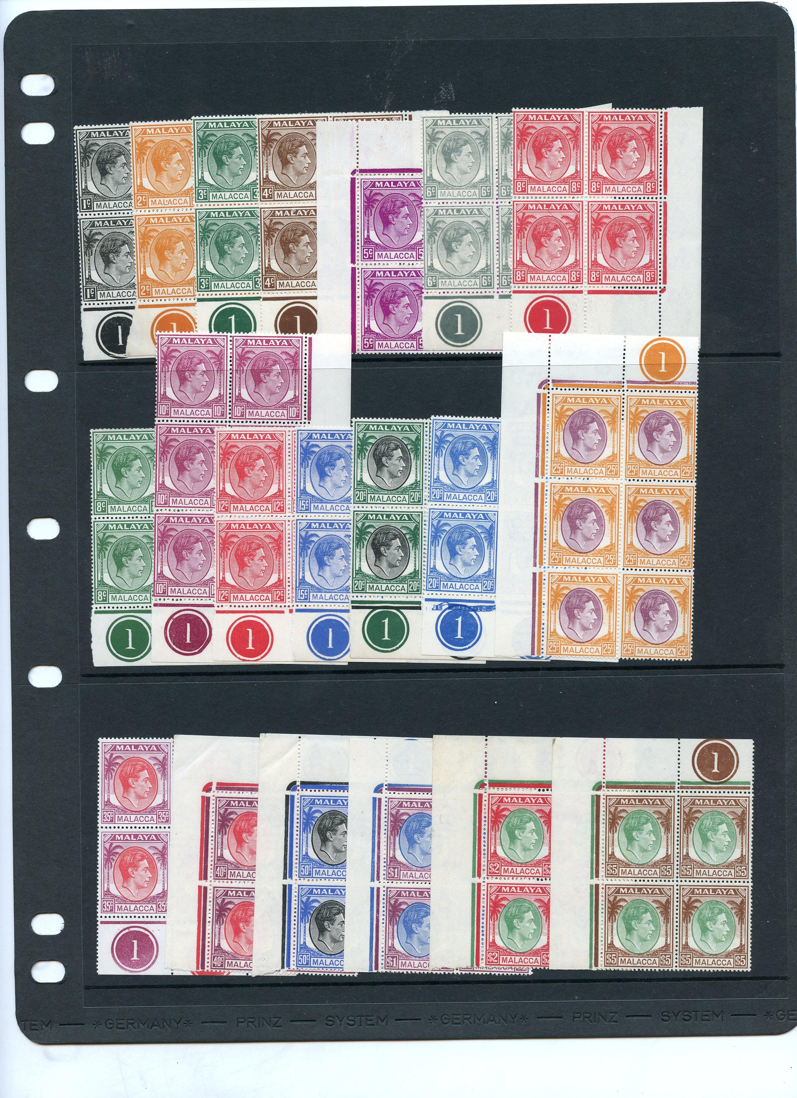 Malacca SG 317 Plate blocks...