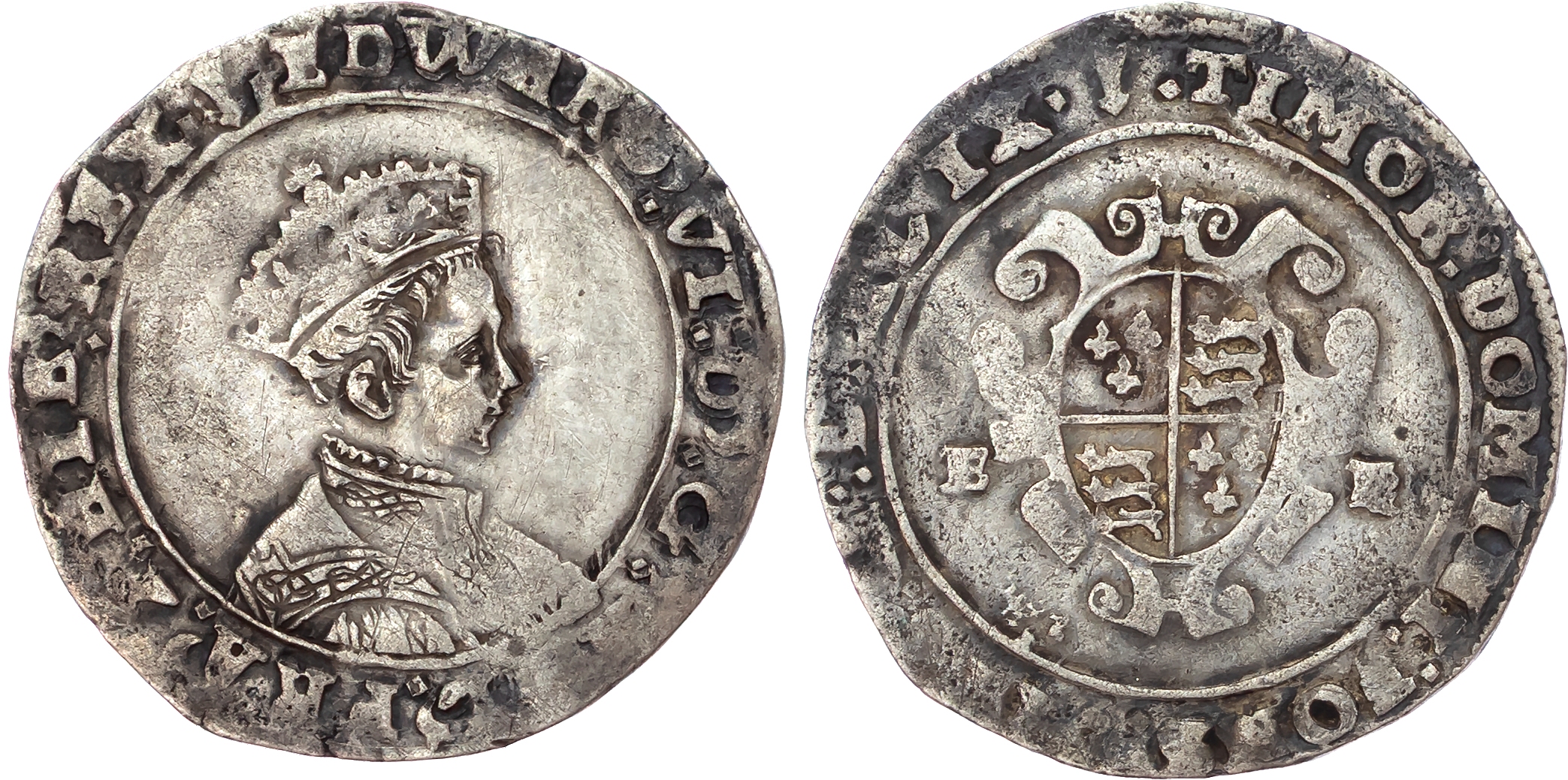 Edward VI (1547-1553) Shilling, second issue, debased, 1549, Tower mint, mintmark arrow. 
