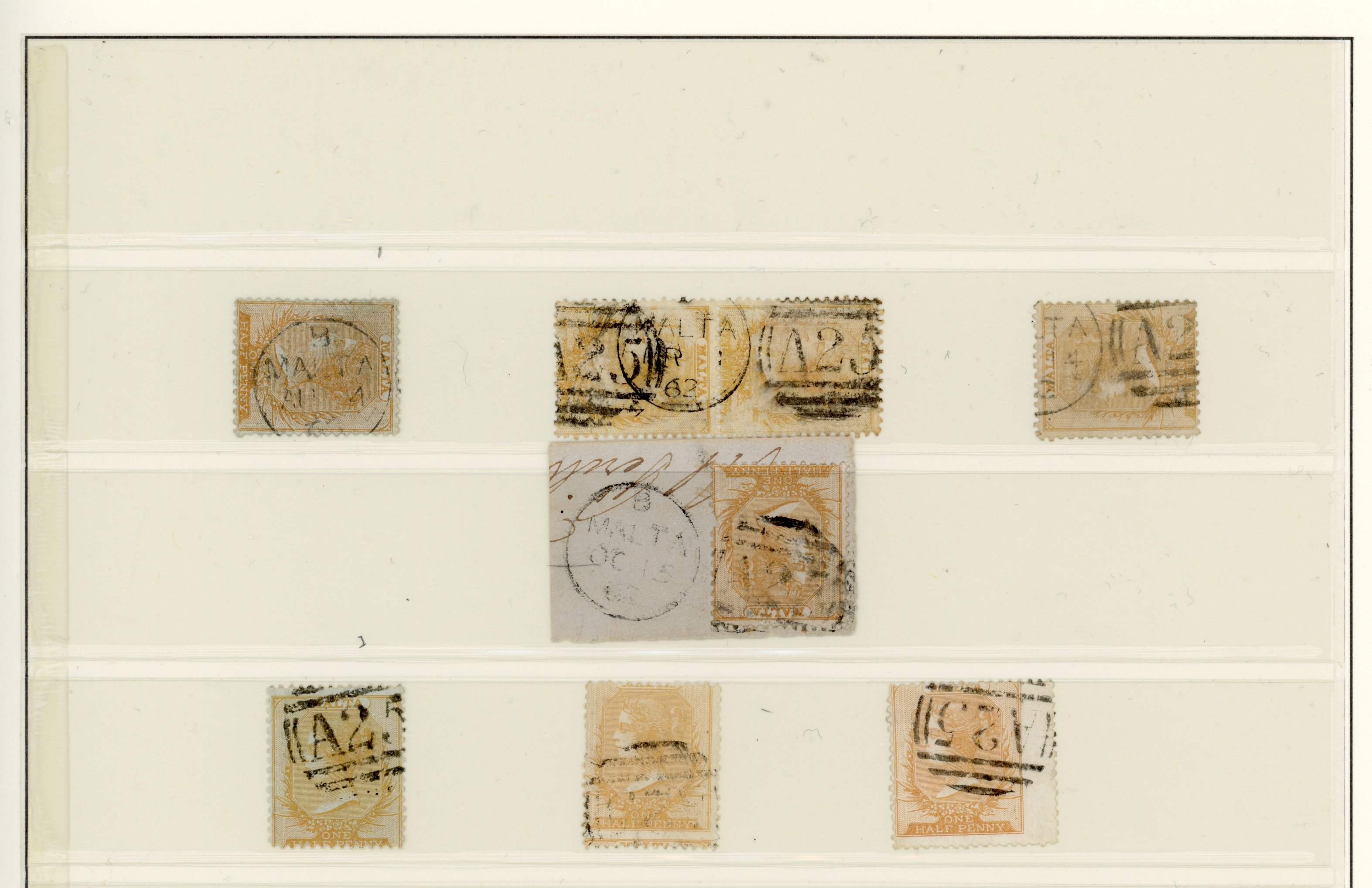 Malta SG 1/19 1860-84 ½d buff used collection