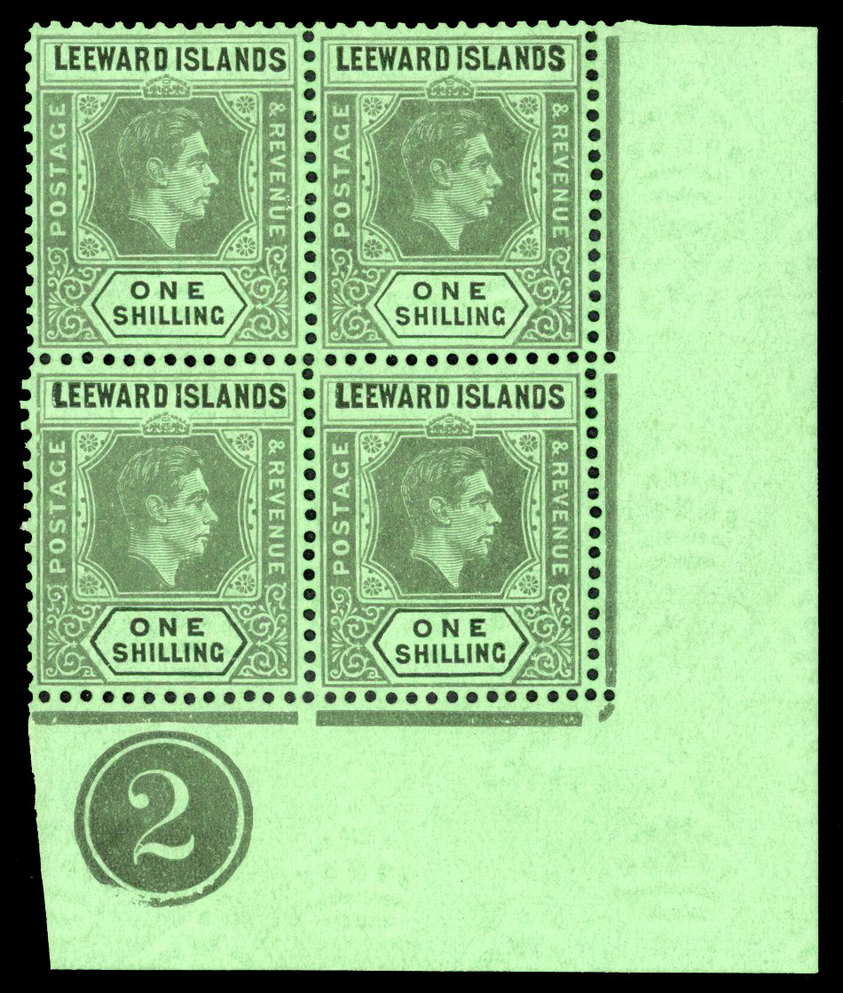 Leeward Islands SG 110bab Plate block mint