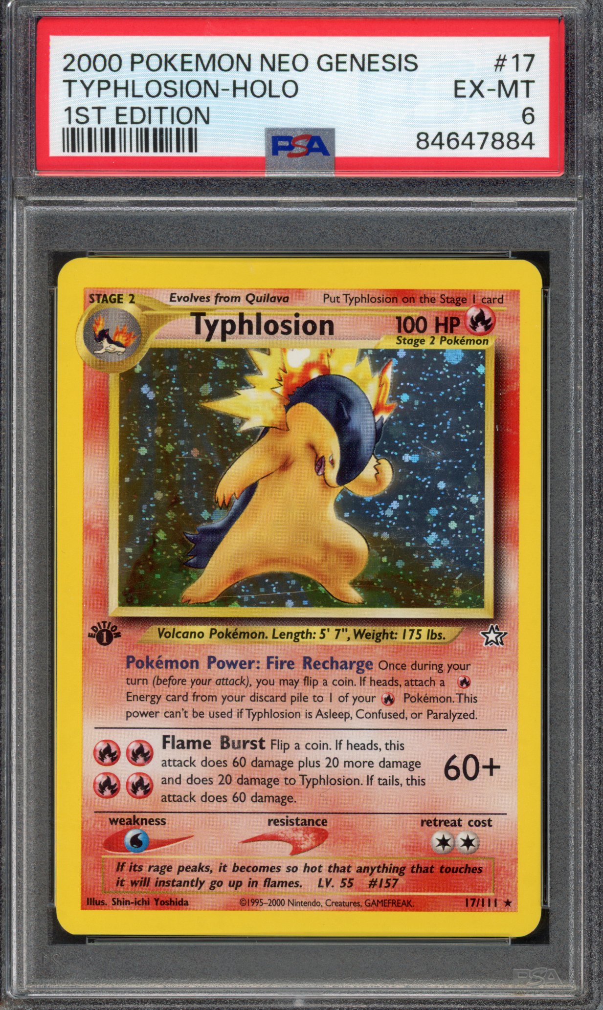 Pokémon TCG - PSA 6 1st Edition Typhlosion  - Holo #17 - Neo Genesis