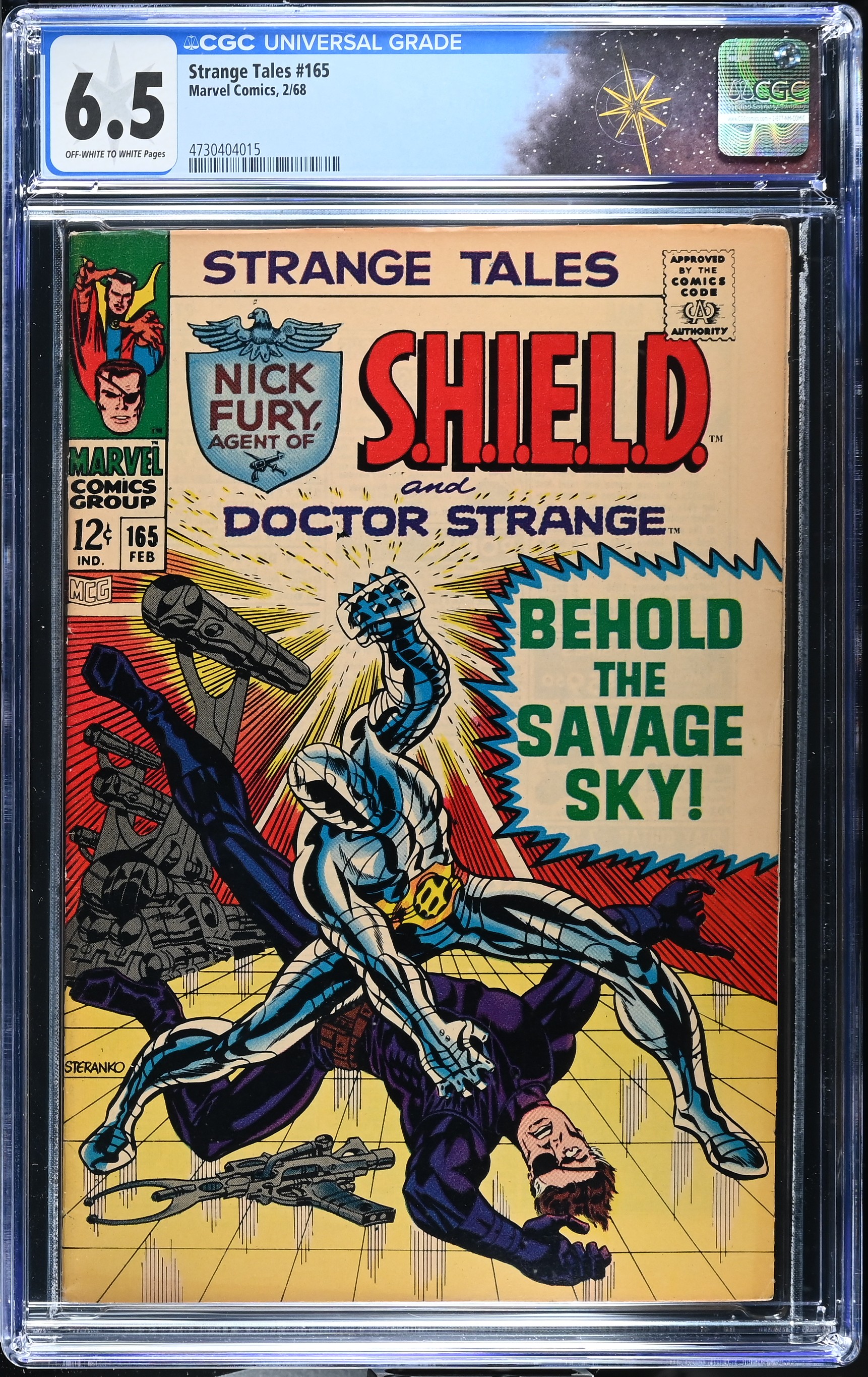 Strange Tales #165 CGC 6.5 Cover by Dan Adkins "Behold the Savage Sky!" (Marvel Comics, 1968) Off-White to White Pages