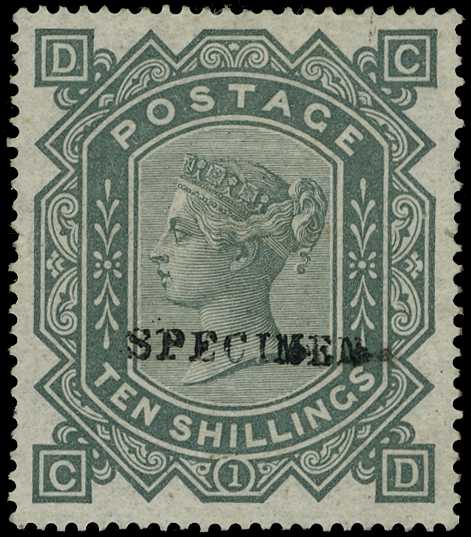 1867-80 wmk Maltese Cross 10/- greenish...