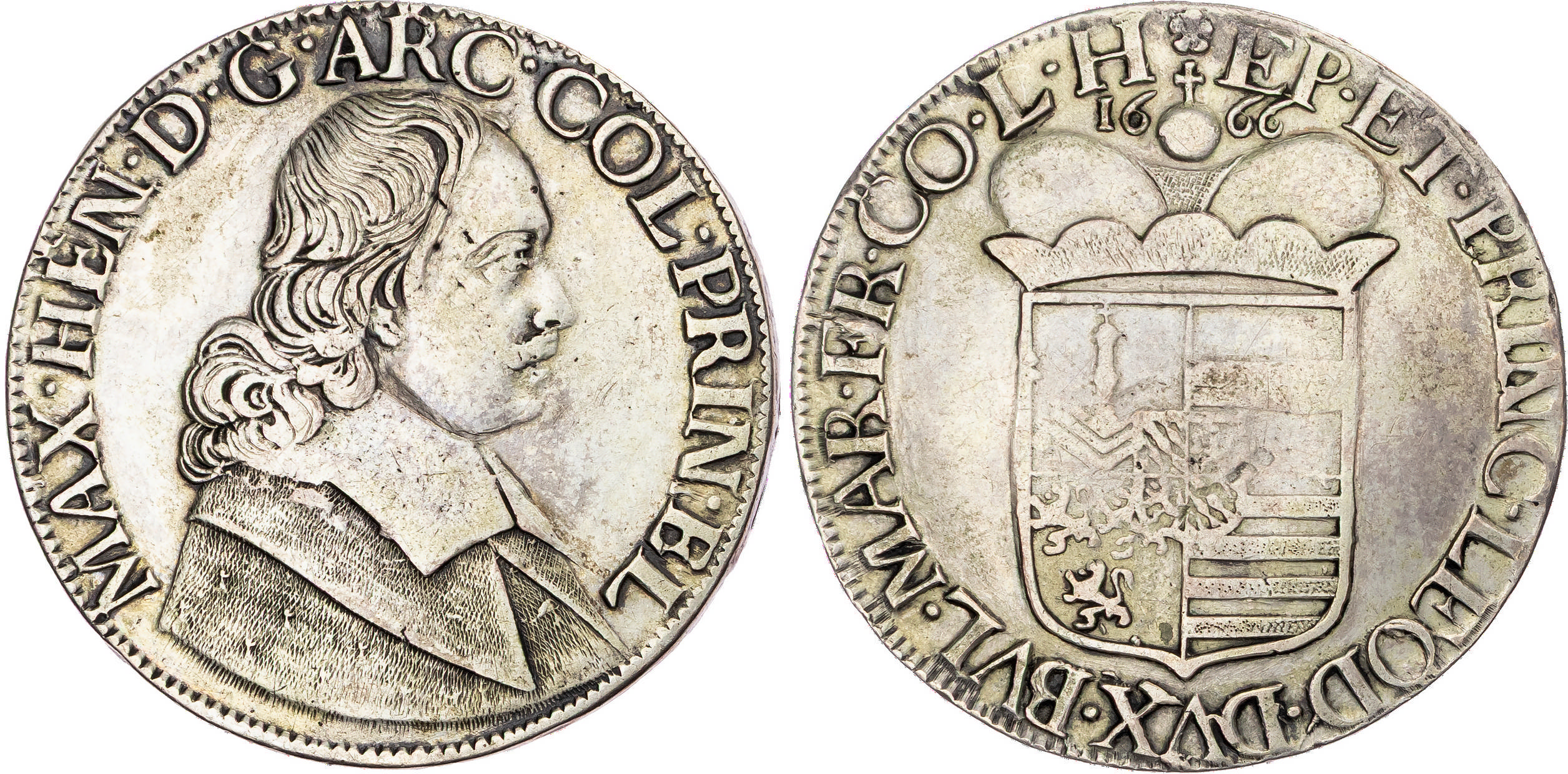 Belgium, Principality of Liège, Maximilian Henrich von Bayern (1650-1688), silver Patagon