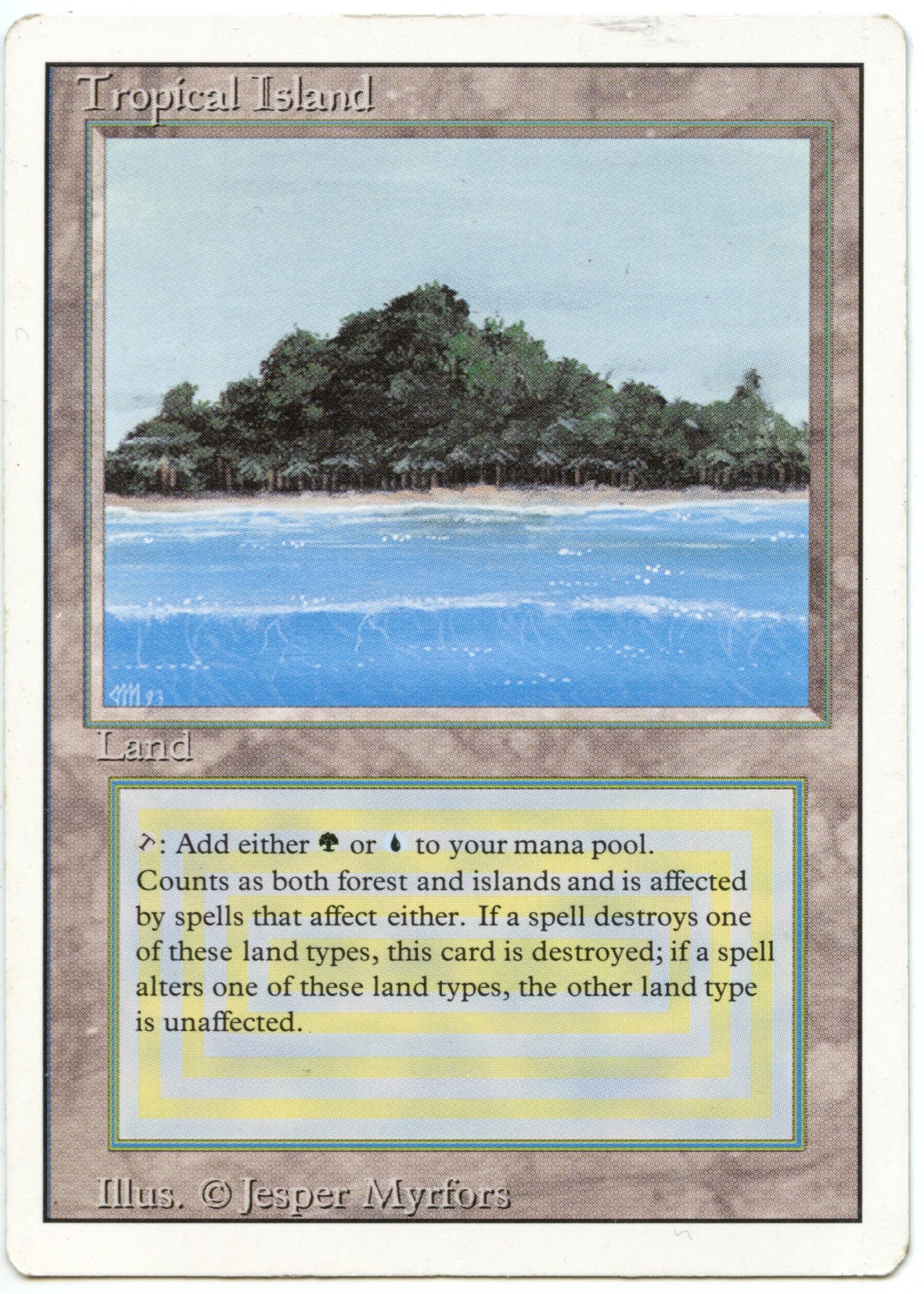 Magic The Gathering  - Tropical Island  - Revised - Moderatly Played 