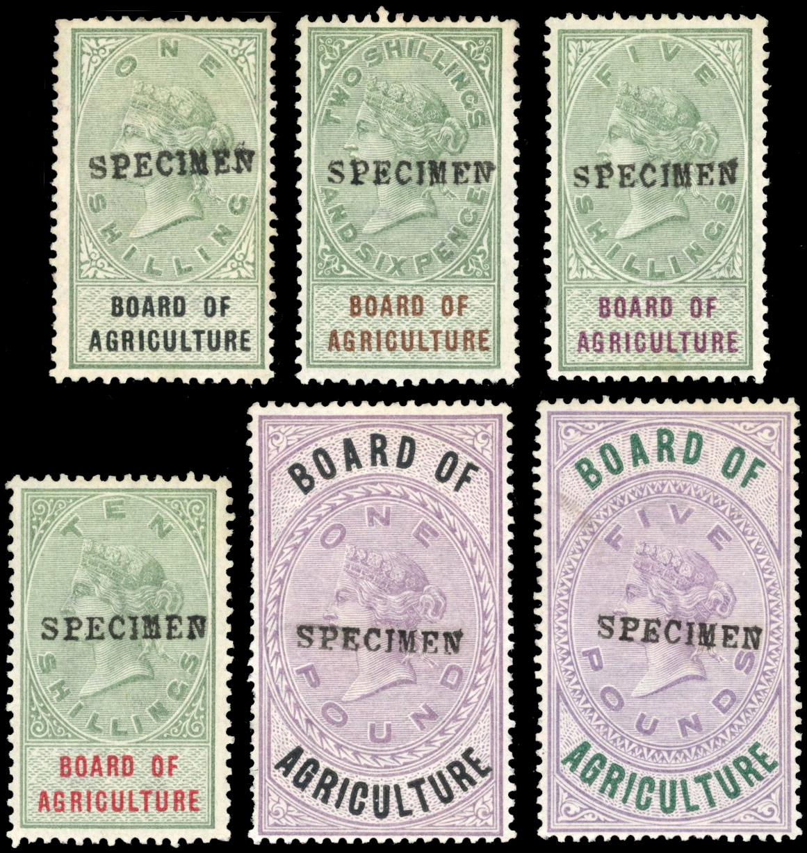 GB Board of Agriculture: 1889 1s to £5 set of six Booth 32/7