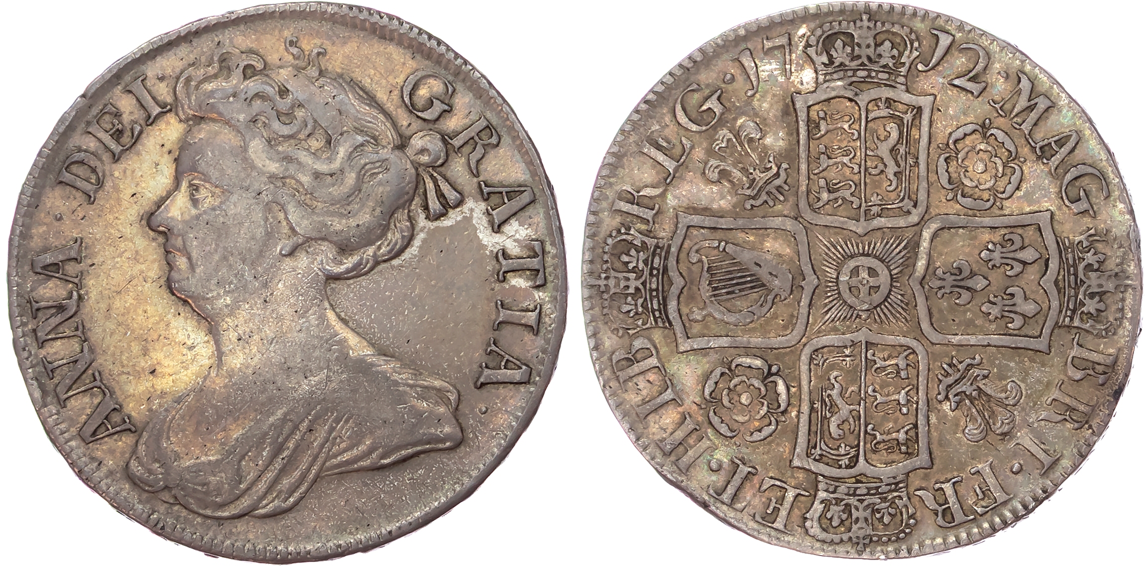 Anne (1702-1714), Post Union, AR Halfcrown, 1712, UNDECIMO, roses and plumes.