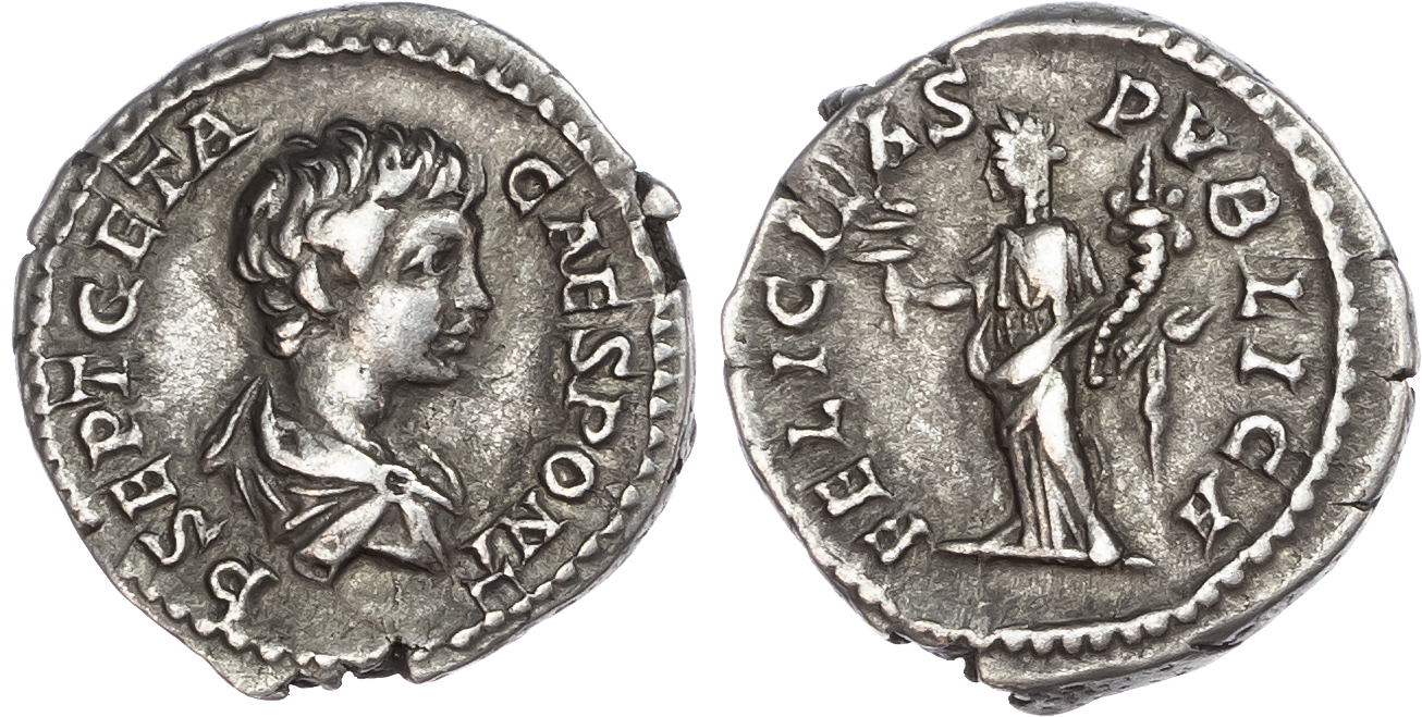 Geta (as Caesar, AD 198-209) AR Denarius, Rome, AD 200-205, 3.62g. 