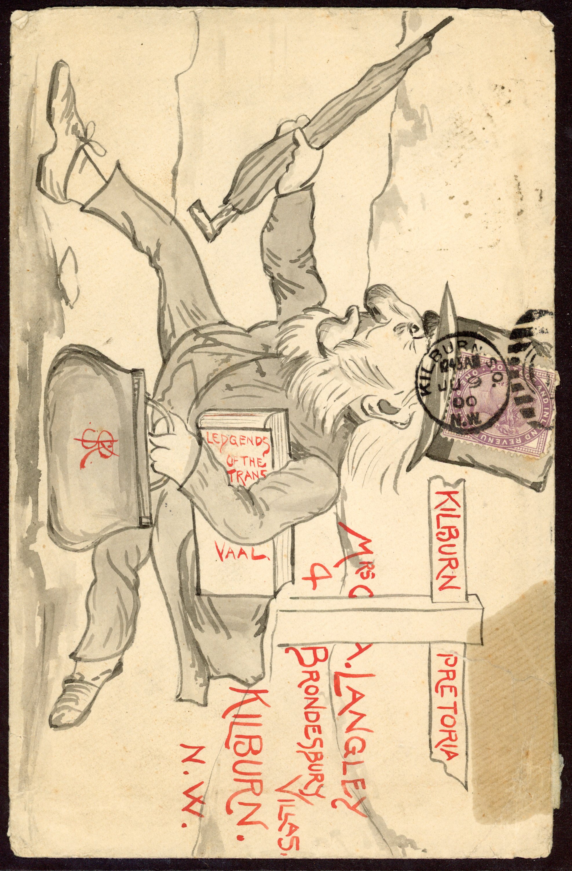 Hand illustrated envelope locally addressed in Kilburn